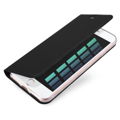 „Dux Ducis“ Skin serijos Apple iPhone SE 2020 (iPhone 7, 8) juodas odinis atverčiamas dėklas | Priedai.lt
