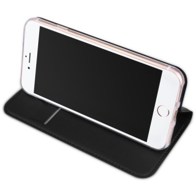 „Dux Ducis“ Skin serijos Apple iPhone SE 2020 (iPhone 7, 8) juodas odinis atverčiamas dėklas | Priedai.lt
