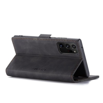 Samsung Galaxy Note 20 Ultra (N986F) CaseMe Retro solidus atverčiamas juodas odinis dėklas - knygutė | Priedai.lt