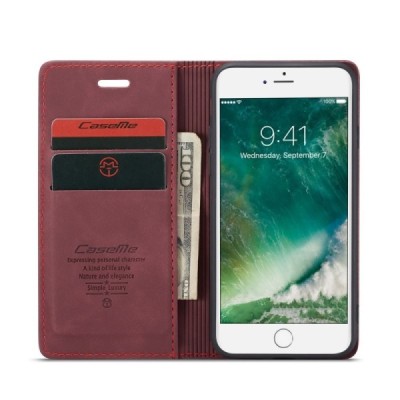 Apple iPhone SE 2020 (iPhone 7, 8) CaseMe Retro solidus atverčiamas bordo odinis dėklas - knygutė | Priedai.lt