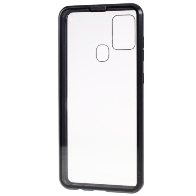Samsung Galaxy A21s (A217) Frame skaidrus (permatomas) magnetinis dvigubas plastikinis dėklas | Priedai.lt