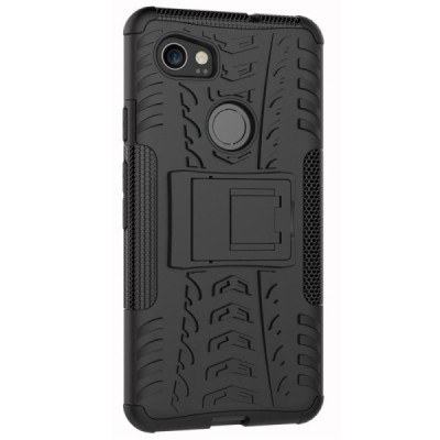 Sustiprintos apsaugos „Kickstand“ Google Pixel 2 XL juodas kieto silikono (TPU) ir plastiko dėklas / Priedai.lt