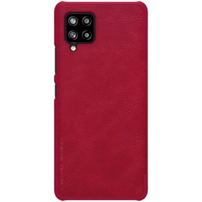 Prabangus „Nillkin“ Qin serijos raudonos odinis atverčiamas Samsung Galaxy A42 5G dėklas | Priedai.lt