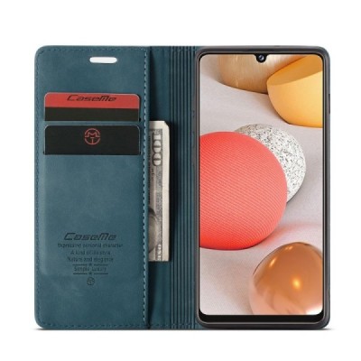 Samsung Galaxy A42 5G CaseMe Retro solidus atverčiamas žalias odinis dėklas - knygutė | Priedai.lt