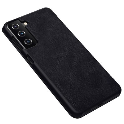 Samsung Galaxy S21 (G991B) prabangus Nillkin Qin serijos juodas odinis atverčiamas dėklas - knygutė | Priedai.lt
