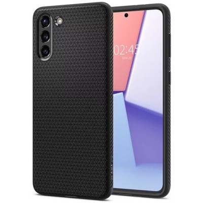 Samsung Galaxy S21 (G991B) Spigen Liquid Air juodas kieto silikono dėklas - nugarėlė | Priedai.lt
