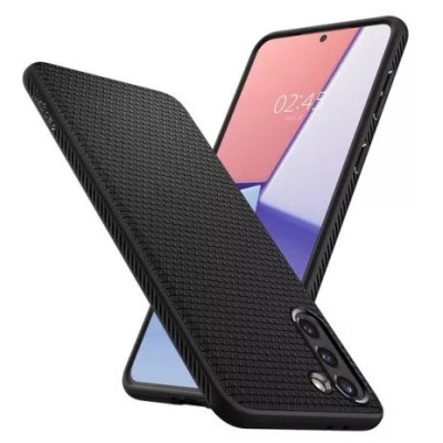 Samsung Galaxy S21 (G991B) Spigen Liquid Air juodas kieto silikono dėklas - nugarėlė | Priedai.lt