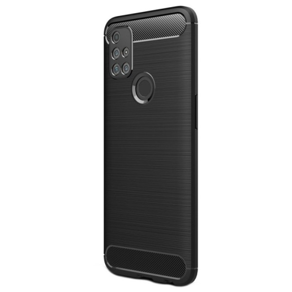 „Carbon“ Kõva silikoon (TPU) kaaned - must (OnePlus Nord N10 5G)