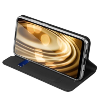 Dux Ducis Skin serijos Samsung Galaxy M11 (M115F) juodas odinis atverčiamas dėklas | Priedai.lt