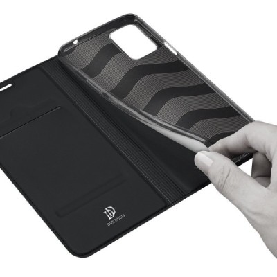 Dux Ducis Skin serijos LG K42 juodas odinis atverčiamas dėklas | Priedai.lt