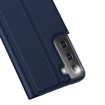Dux Ducis Skin serijos Samsung Galaxy S21 (G991B) mėlynas odinis atverčiamas dėklas | Priedai.lt