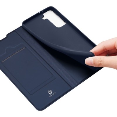 Dux Ducis Skin serijos Samsung Galaxy S21+ (G996B) mėlynas odinis atverčiamas dėklas | Priedai.lt