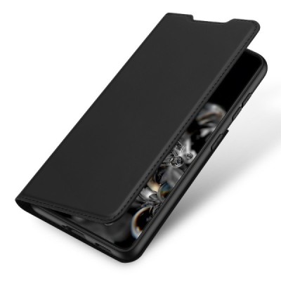 Dux Ducis Skin serijos Samsung Galaxy S21 Ultra (G998B) juodas odinis atverčiamas dėklas | Priedai.lt