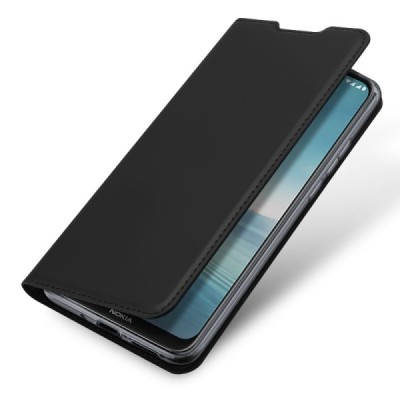 Dux Ducis Skin serijos Nokia 3.4 juodas odinis atverčiamas dėklas | Priedai.lt