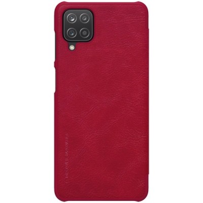 Prabangus „Nillkin“ Qin serijos raudonas odinis atverčiamas Samsung Galaxy A12 (A125F) dėklas | Priedai.lt