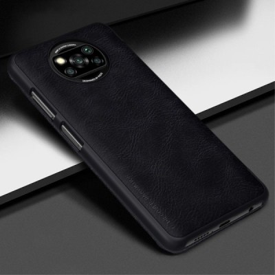 Prabangus „Nillkin“ Qin serijos juodas odinis atverčiamas Xiaomi Mi 10T Lite 5G dėklas | Priedai.lt