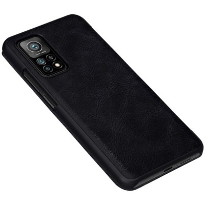 Prabangus „Nillkin“ Qin serijos juodas odinis atverčiamas Xiaomi Mi 10T (Mi 10T Pro) dėklas | Priedai.lt