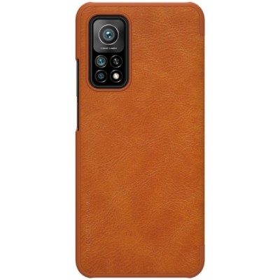 Prabangus „Nillkin“ Qin serijos rudas odinis atverčiamas Xiaomi Mi 10T (Mi 10T Pro) dėklas | Priedai.lt