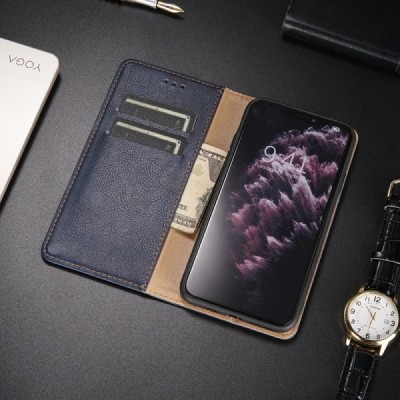 Solidus Samsung Galaxy S21+ (G996B) mėlynas odinis atverčiamas dėklas | Priedai.lt