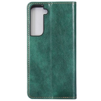 Solidus Samsung Galaxy S21+ (G996B) žalias odinis atverčiamas dėklas | Priedai.lt