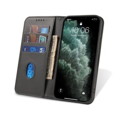 Samsung Galaxy S21+ (G996B) „Split“ juodas odinis atverčiamas dėklas - knygutė | Priedai.lt