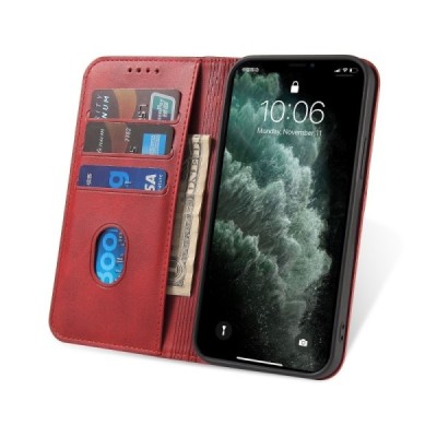 Samsung Galaxy S21+ (G996B) „Split“ raudonas odinis atverčiamas dėklas - knygutė | Priedai.lt