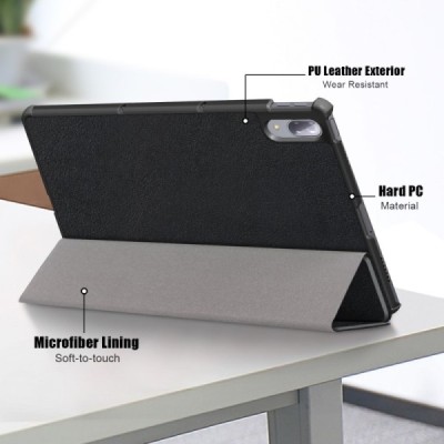 Lenovo Tab P11 Pro 11.5" (J706F) atverčiamas juodas odinis dėklas (sulankstomas) | Priedai.lt