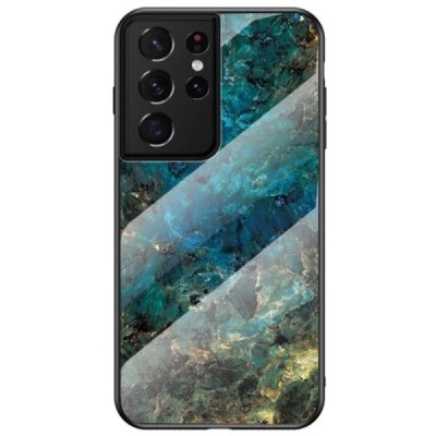 Samsung Galaxy S21 Ultra (G998B) „Marble“ kieto silikono TPU mėlynas dėklas - nugarėlė | Priedai.lt