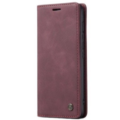 Samsung Galaxy S21+ (G996B) CaseMe Retro solidus atverčiamas bordo odinis dėklas - knygutė | Priedai.lt
