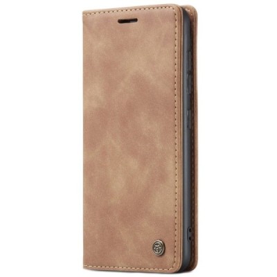 Samsung Galaxy S21+ (G996B) CaseMe Retro solidus atverčiamas rudas odinis dėklas - knygutė | Priedai.lt