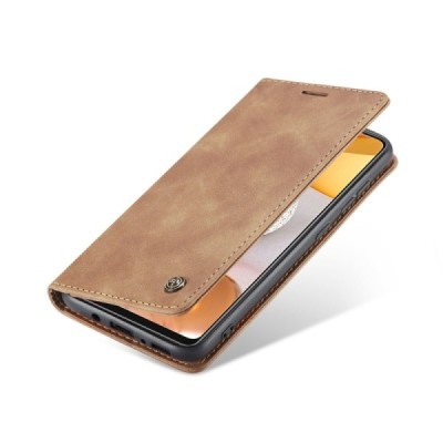 Samsung Galaxy S21+ (G996B) CaseMe Retro solidus atverčiamas rudas odinis dėklas - knygutė | Priedai.lt