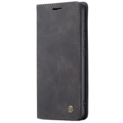 Samsung Galaxy S21 Ultra (G998B) CaseMe Retro solidus atverčiamas juodas odinis dėklas - knygutė | Priedai.lt