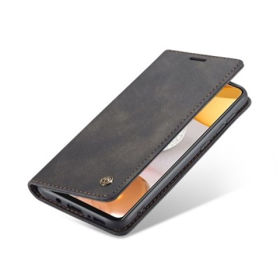 Samsung Galaxy S21 Ultra (G998B) CaseMe Retro solidus atverčiamas juodas odinis dėklas - knygutė | Priedai.lt