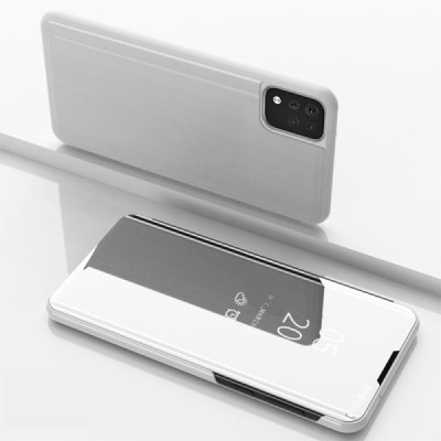 LG K42 (K52) plastikinis atverčiamas sidabrinis dėklas | Priedai.lt