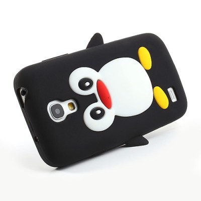 Žaismingas silikoninis Samsung Galaxy S4 mini i9195 dėklas (dėkliukas) pingvinas / Priedai.lt