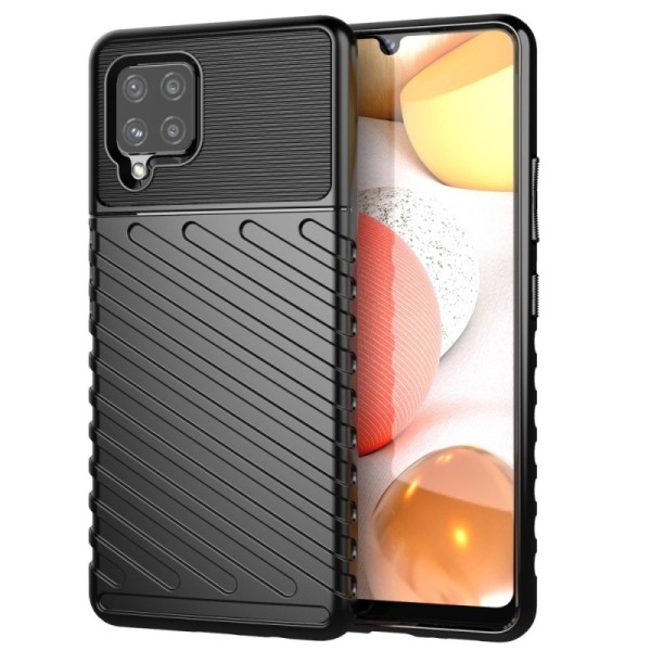 „Twill“ Kõva silikoon (TPU) kaaned - must (Galaxy A42 5G)