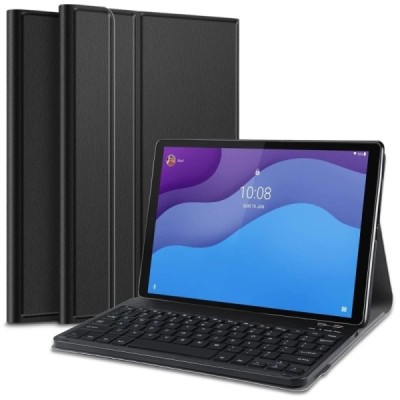 Lenovo Tab M10 10.1" HD Gen 2 (X306F, X306X) atverčiamas juodas odinis dėklas su bluetooth belaide klaviatūra | Priedai.lt