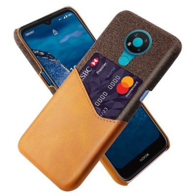 „KSQ“ Shell Nokia 3.4 rudas odinis dėklas - nugarėlė su kišenėle kortelėms | Priedai.lt