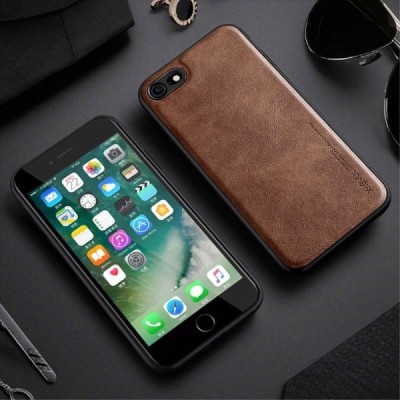 „X-Level“ Vintage seeria Apple iPhone 7 (iPhone 8) tumepruun nahast ümbris - tagakülg | Priedai.lt