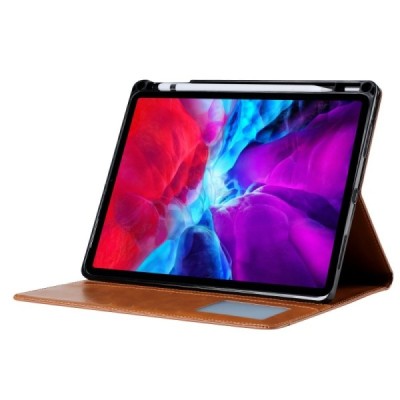 Prabangus „Comma“ odinis atverčiamas rudas Apple iPad Pro 11 (2021 / 2020 / 2018 / Air 4 2020) dėklas | Priedai.lt