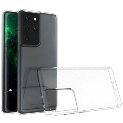 Samsung Galaxy S21 Ultra (G998B) skaidrus kieto silikono TPU ploniausias pasaulyje dėklas - nugarėlė | Priedai.lt