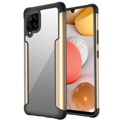 Samsung Galaxy A42 5G skaidrus aukso spalvos apvadais kieto silikono (TPU) dėklas | Priedai.lt