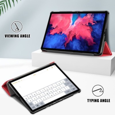 Lenovo Tab P11 11" (J606F) atverčiamas raudonas odinis dėklas (sulankstomas) | Priedai.lt