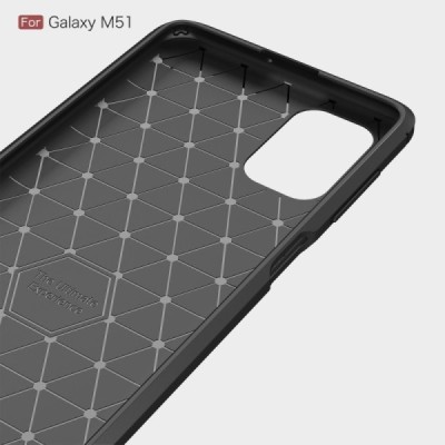 Samsung Galaxy M51 (M515) „Carbon“ kieto silikono TPU juodas dėklas - nugarėlė | Priedai.lt