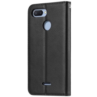 Prabangus „Comma“ odinis atverčiamas juodas Xiaomi Redmi 6 (6A) dėklas | Priedai.lt