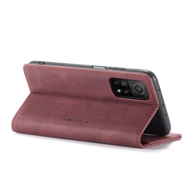 Xiaomi Mi 10T (Mi 10T Pro) CaseMe Retro solidus atverčiamas bordo odinis dėklas - knygutė | Priedai.lt