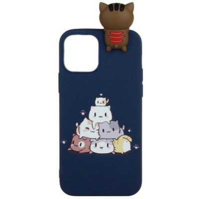 Apple iPhone 12 (12 Pro) „Squezy“ Cats kieto silikono TPU mėlynas dėklas - nugarėlė | Priedai.lt