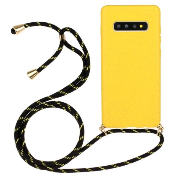 „Strap“ Kõva silikoon (TPU) kaaned - kollane (Galaxy S10)