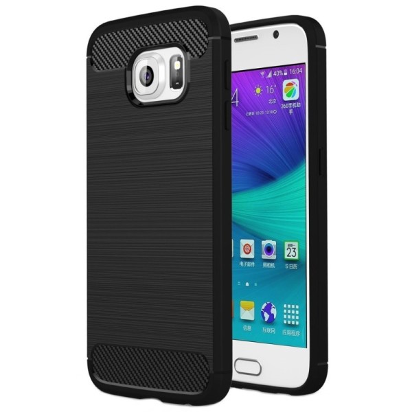 „Carbon“ Kõva silikoon (TPU) kaaned - must (Galaxy S6)
