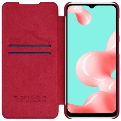 Prabangus „Nillkin“ Qin serijos raudonas odinis atverčiamas Samsung Galaxy A32 5G dėklas | Priedai.lt